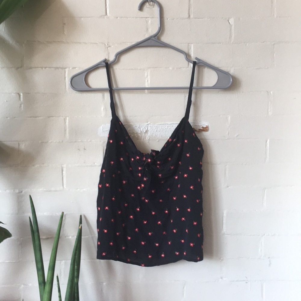 Brandy Melville Black and Red Floral Blouse